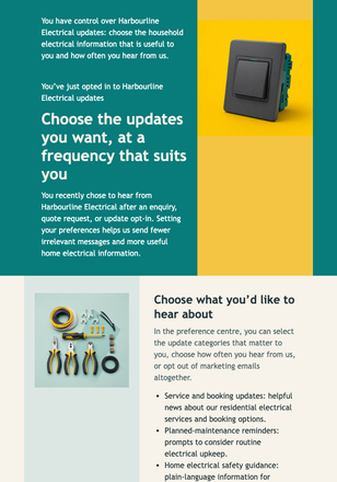 Electrical Update Preferences email design preview