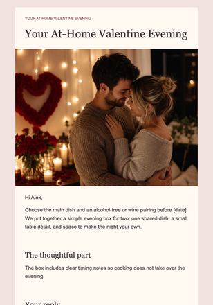 Your At-Home Valentine Evening email design preview