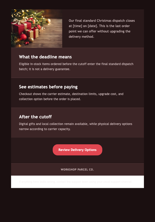 Final Standard Shipping Window email design preview
