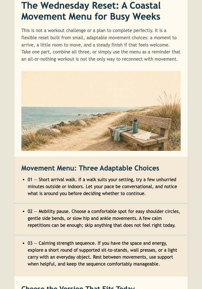 Wednesday Movement Menu email design preview