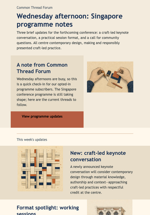 Craft Forum Field Notes email design preview