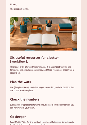 Tools and Resources Roundup email design preview