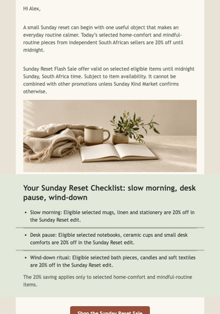Sunday Reset Flash Sale email design preview