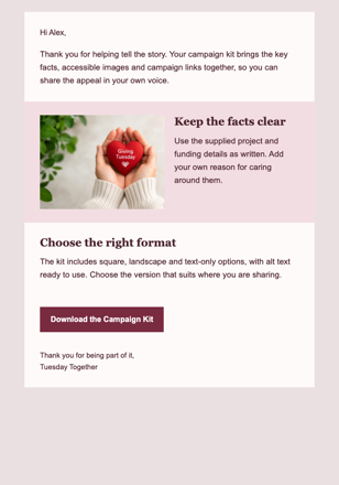 Your Giving Tuesday Campaign Kit email design preview