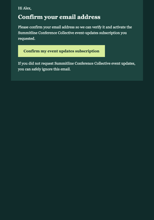Conference Updates Confirmation email design preview