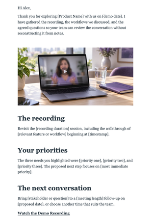 Personal Demo Follow-Up email design preview