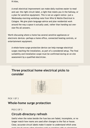 Home Electrical Picks email design preview