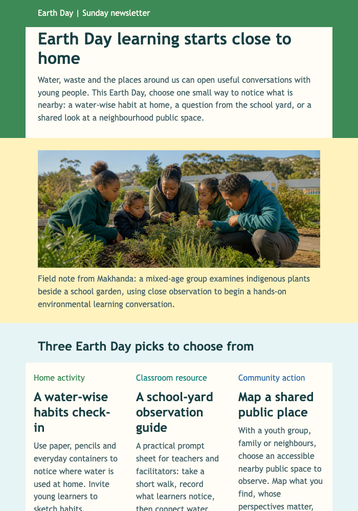 Earth Day Learning Picks email design preview