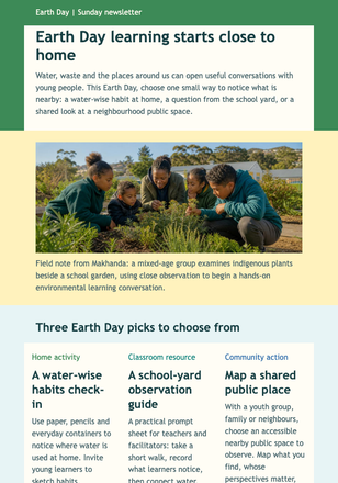 Earth Day Learning Picks email design preview