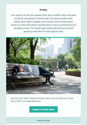 A Cooler Place to Rest email design preview