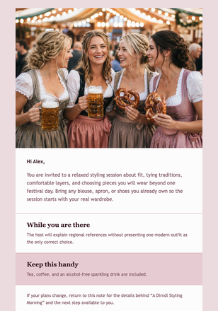 A Dirndl Styling Morning email design preview