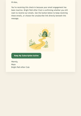 Keep Your Club Updates email design preview