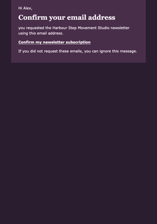 Neighbourhood Studio Subscription Confirmation email design preview