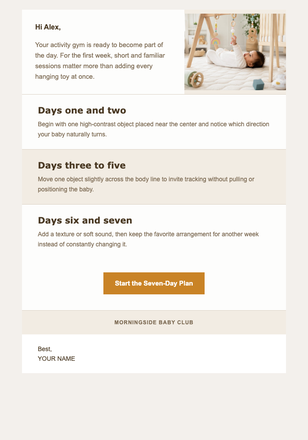 Your Play Gym Week-One Plan email design preview