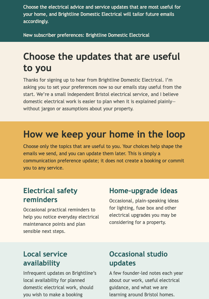 Electrical Email Preferences email design preview