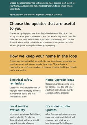 Electrical Email Preferences email design preview