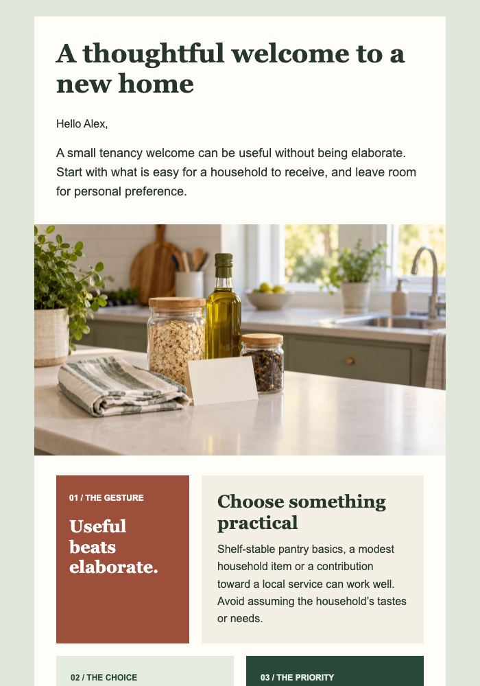 Considerate Tenancy Gift Guide email design preview