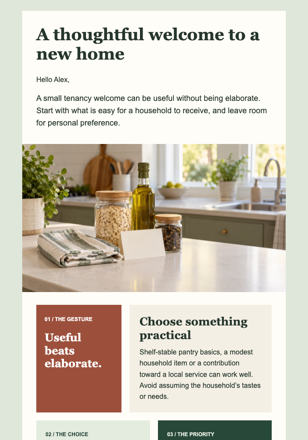 Considerate Tenancy Gift Guide email design preview