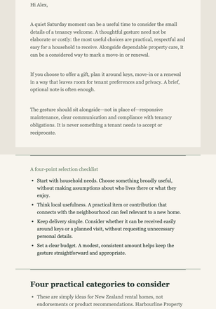 Considerate Tenancy Gift Guide email design preview