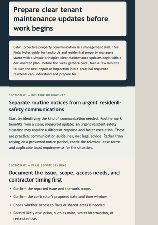Tenant Maintenance Update Guide email design preview