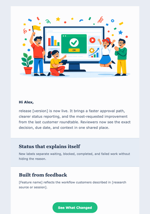 Team Release Milestone email design preview
