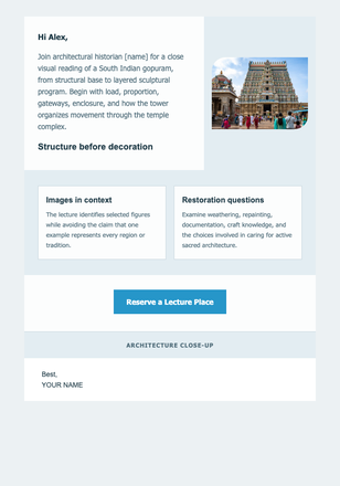 Reading a Temple Tower email design preview