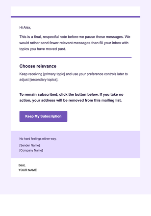 Topic Choice — Final Note email design preview