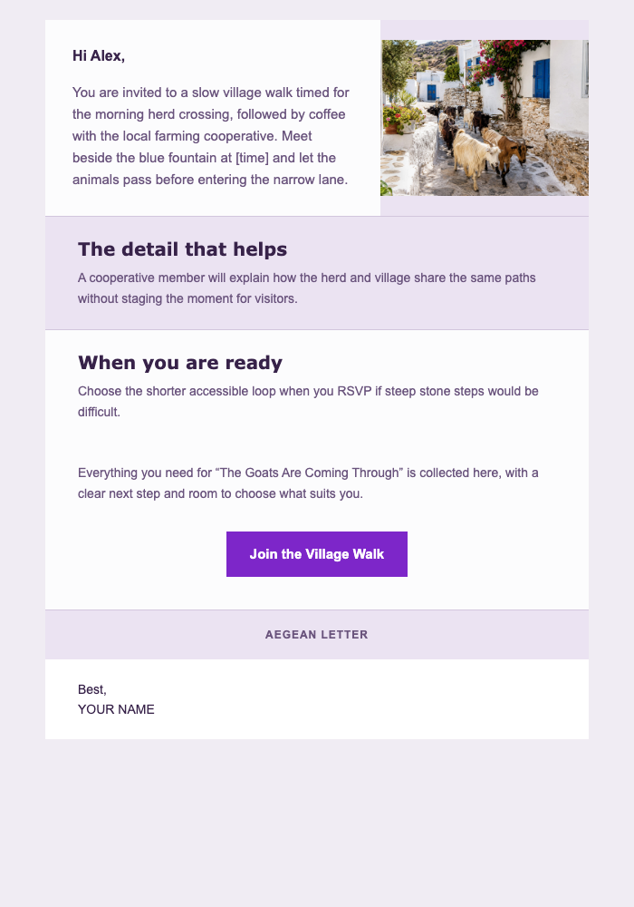 The Goats Are Coming Through email design preview