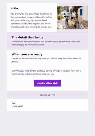 The Goats Are Coming Through email design preview