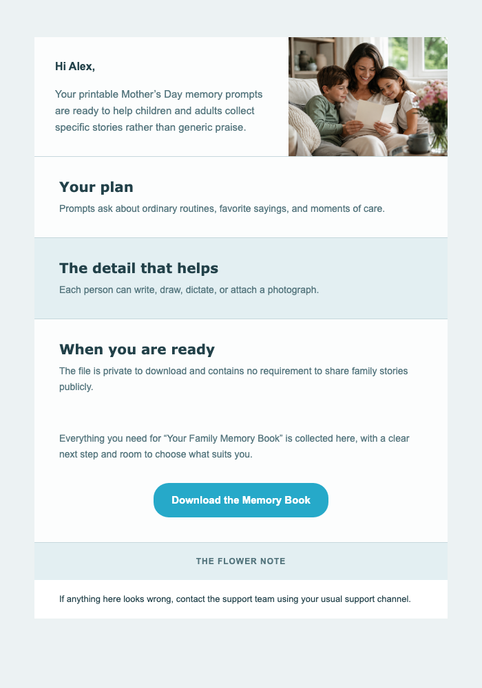 Your Family Memory Book email design preview