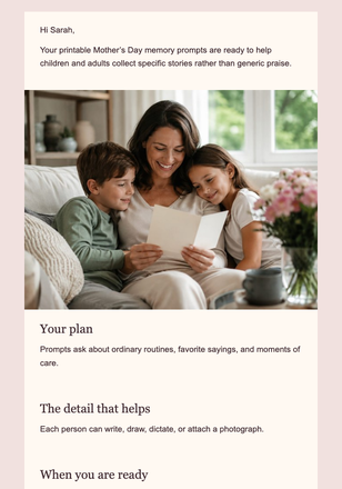 Your Family Memory Book email design preview