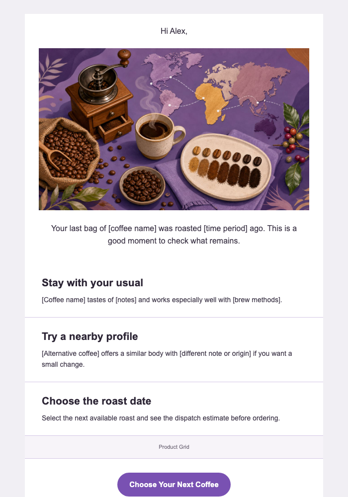 Your Usual Roast May Be Running Low — Coffee Roasters email design preview