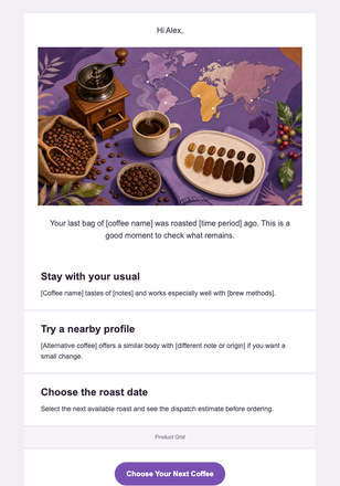 Your Usual Roast May Be Running Low — Coffee Roasters email design preview
