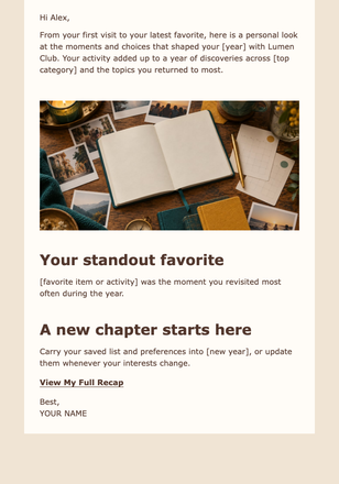 Personalized Year Recap email design preview
