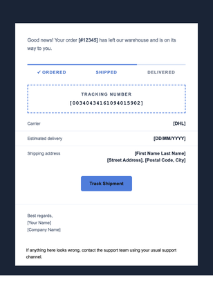 Shipping Confirmation email design preview