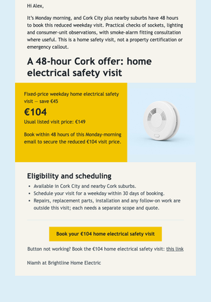 Cork Electrical Visit Flash Sale email design preview