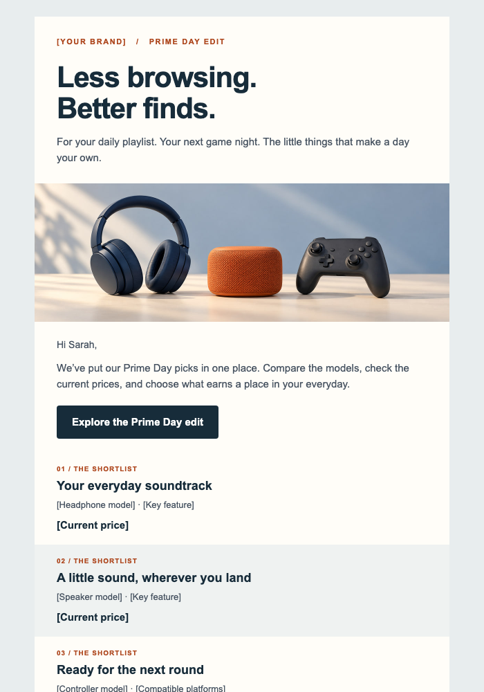 Prime Day email design preview
