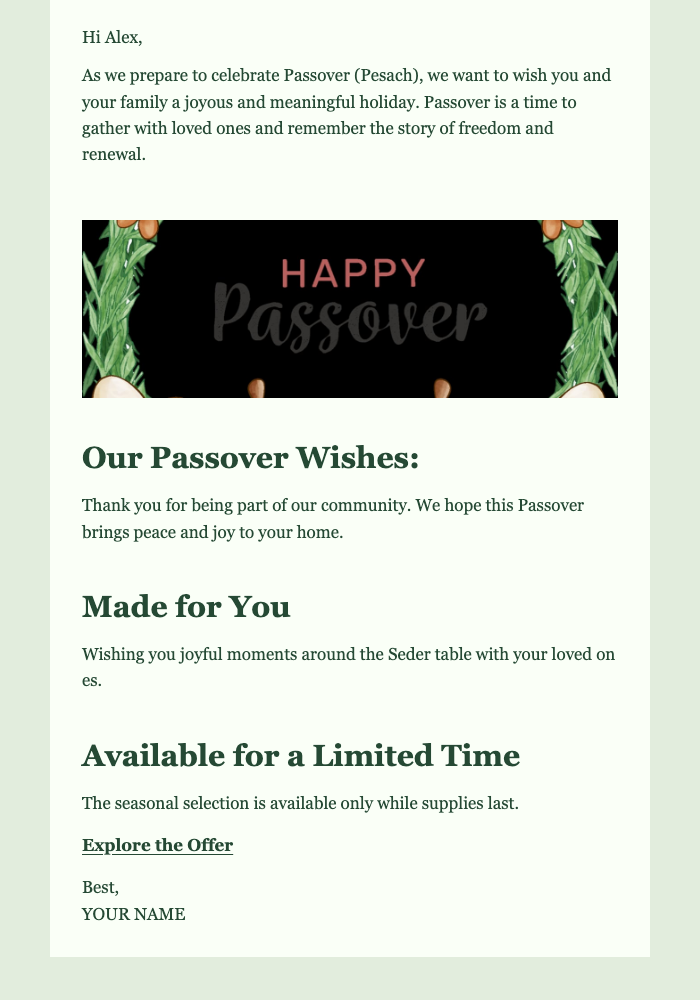 Happy Passover email design preview