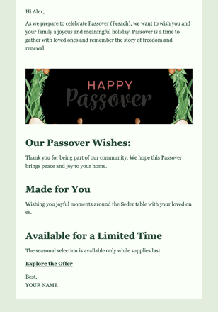 Happy Passover email design preview