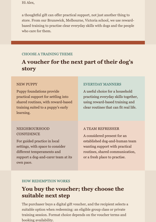 Practical Dog Training Gift Guide email design preview