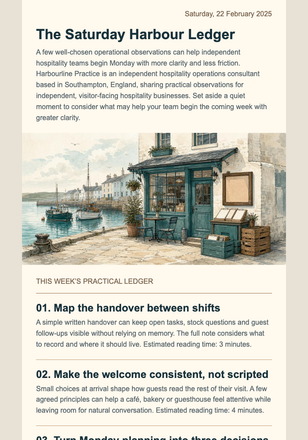 Saturday Harbour Ledger email design preview
