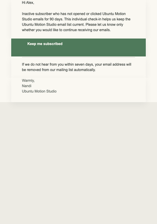 Stay on the Studio List email design preview