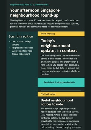 Afternoon Neighbourhood Digest email design preview
