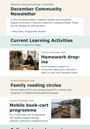 Coastal Learning Ledger email design preview