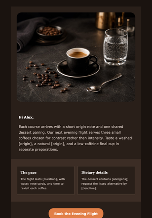 After-Dinner Coffee Flight email design preview