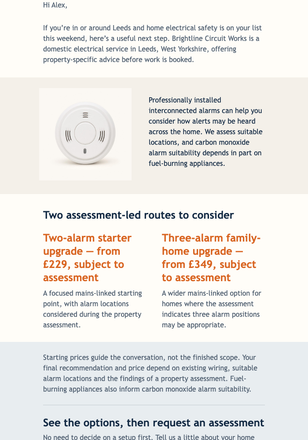 Home Safety Alarm Upgrade email design preview