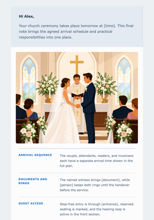 Your Church Ceremony Checklist email design preview