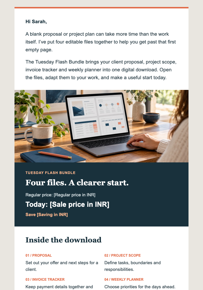 Tuesday Template Flash Sale email design preview