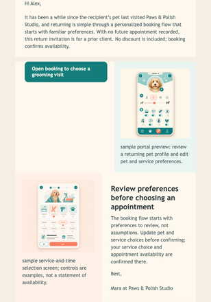 Return Grooming Visit email design preview