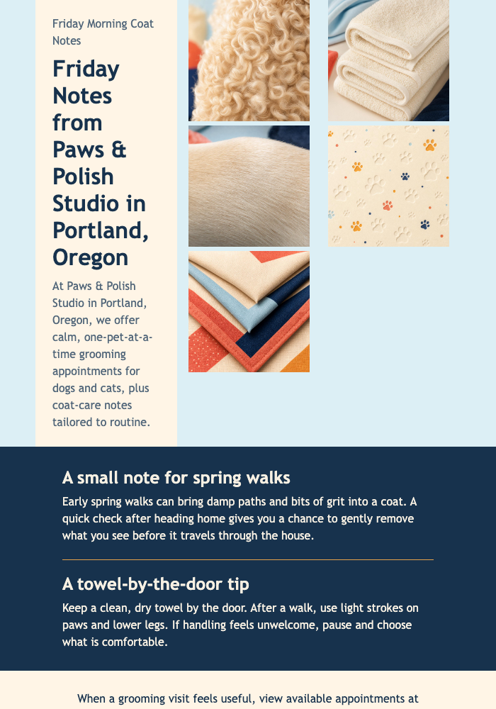 Friday Coat Notes email design preview